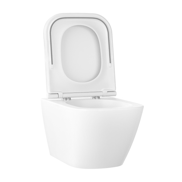Безободковый подвесной унитаз в наборе 2 в 1: чаша подвесного унитаза, быстросъемное сиденье микролифт, цвет глянцевый белый Wellsee Pure BY Wellsee 182602001