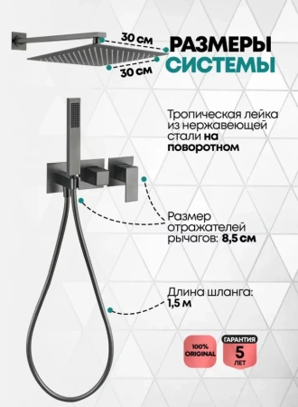 Душевая система скрытого монтажа Grocenberg GB5080 Графит