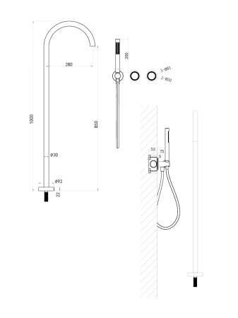 Смеситель для ванны ALTROBAGNO Рикко (Ricco) 020207 GM