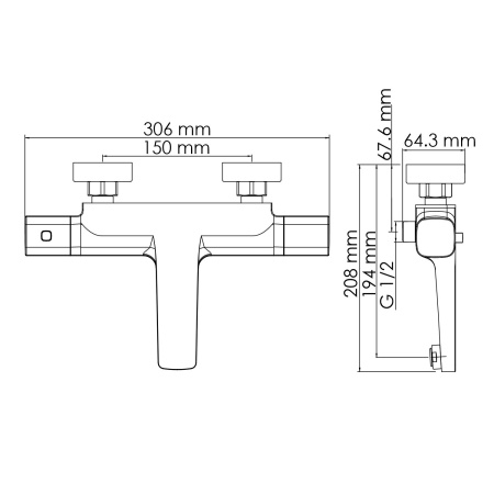 Термостатический смеситель для ванны Wasserkraft Naab 8611 Thermo