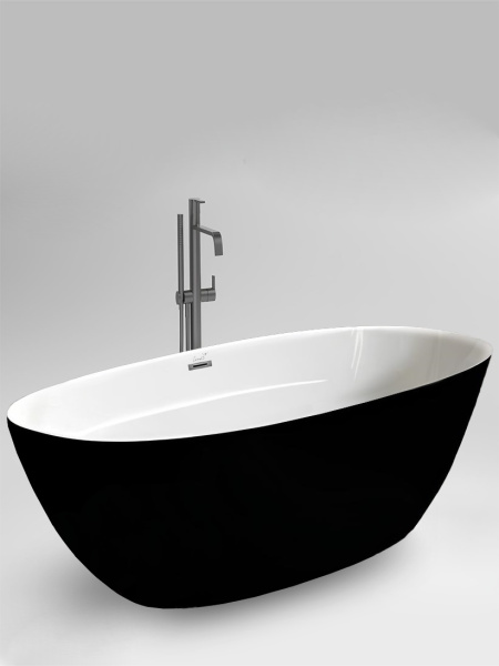Ванна GRETA170GMB акриловая (1700x800x600) отдельностоящая, черная матовая снаружи, белая внутри, со сливом-переливом Ceruttispa