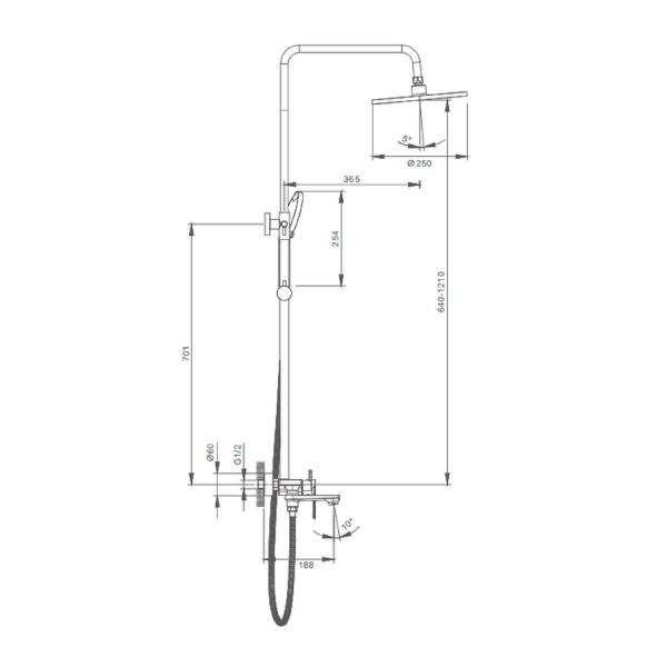 Душевая система Splenka S05.24.06, черный