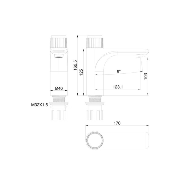 Смеситель для раковины WONZON & WOGHAND, Белый матовый (WW-A40412-MW)