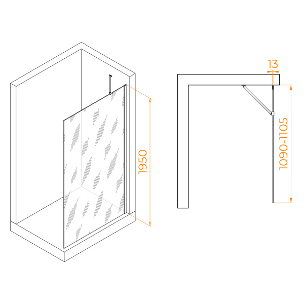 Душевая перегородка RGW WA-110 1100
