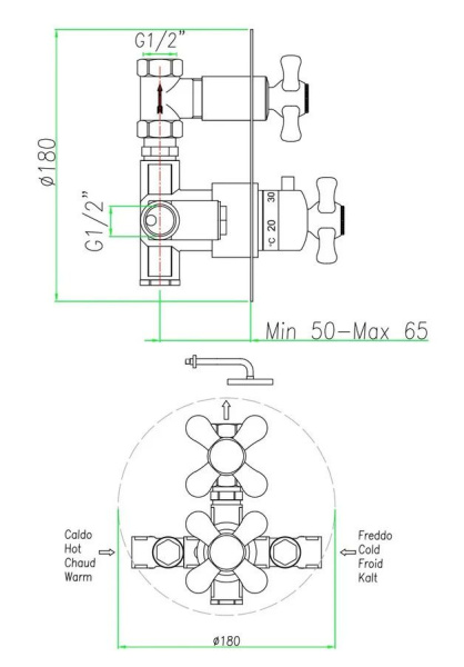 Смеситель для душа Webert Armony AM970901017, хром-золото