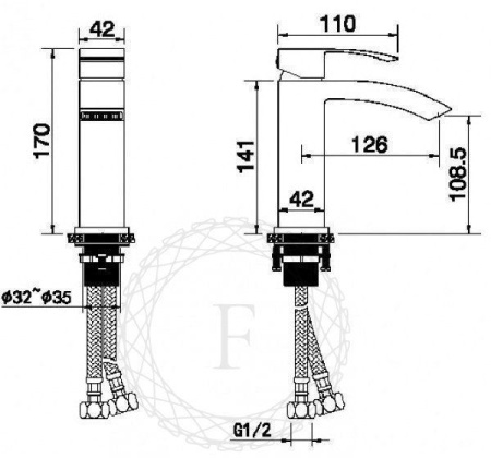 Cмеситель для раковины FILARETE Waterfall FL5010 (Черный матовый)