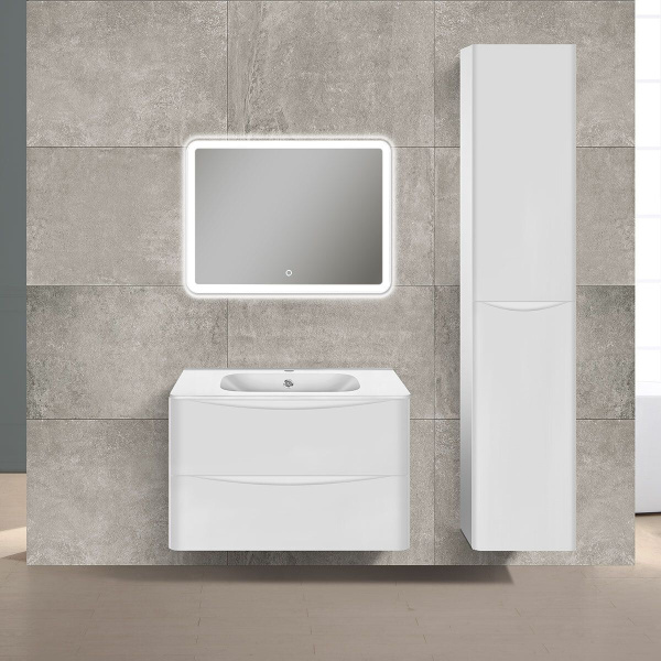 Тумба Vincea Paola 800 подвесная, 2 выкатных ящика soft close, G.White с умывальником VCB-2VP800W из искусственного камня, цвет белый