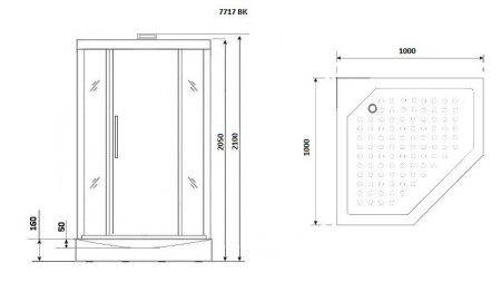 Душевая кабина Niagara Luxe NG-7717GBK 100x100х210, низкий поддон, стенки золото, без крыши