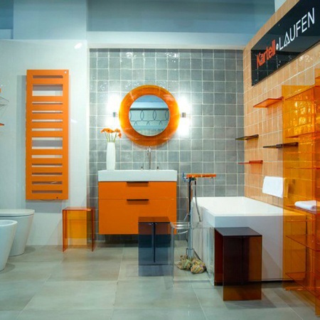 Laufen Kartell Зеркало круглое d=78см, настенное, без подсветки, цвет: оранжевый 3.8633.1.082.000.1