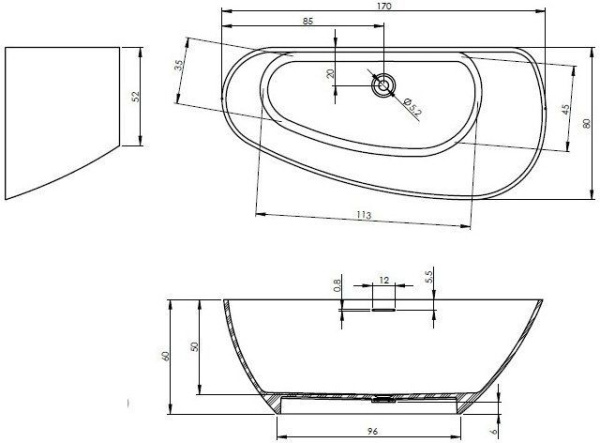 Ванна из искусственного мрамора Riho Granada 170х80 L BS1800500000000