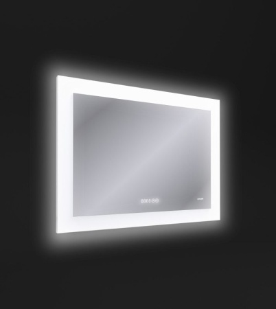 Зеркало Cersanit LED 060 design pro 80x60 с подсветкой часы с антизапотеванием прямоугольное Ecom, KN-LU-LED060*80-p-Os
