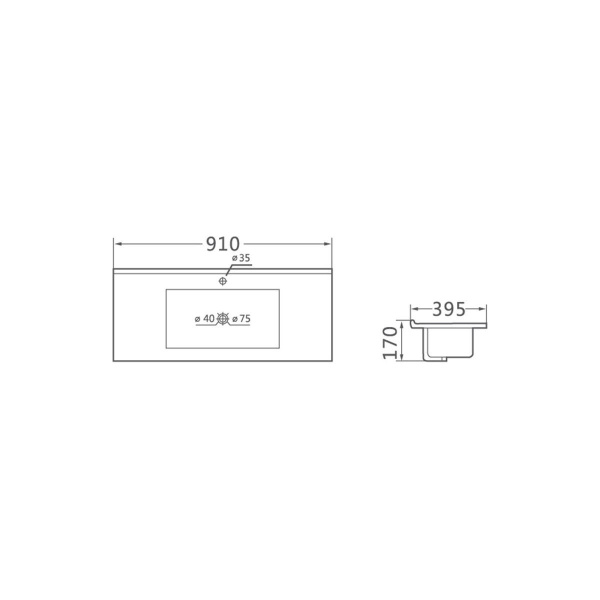 Тумба Vincea Mia Slim 900 подвесная, 2 выкатных ящика soft close, Beton с умывальником VBS-13990S1 керамическая, цвет белый