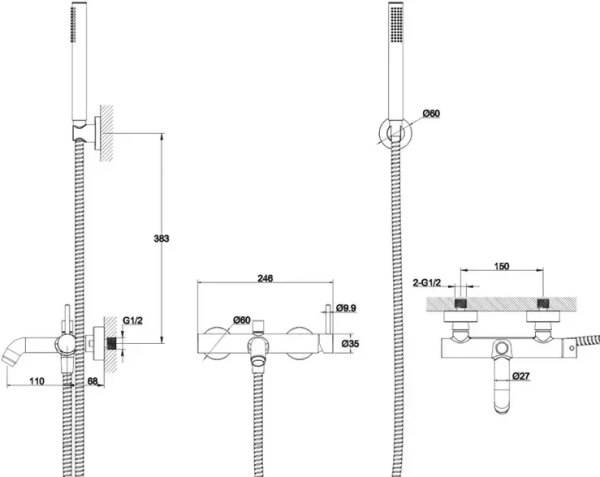 Смеситель для ванны Grocenberg GB8099 Хром
