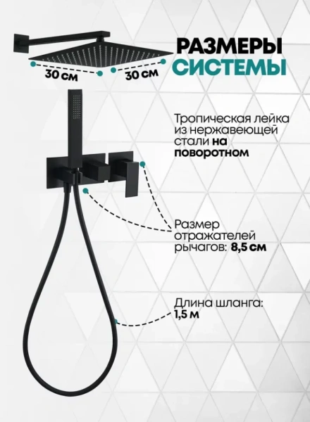 Душевая система скрытого монтажа Grocenberg GB5080 Чёрный матовый