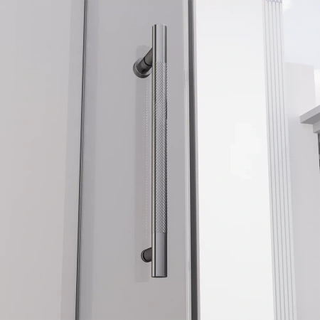 Душевая дверь распашная Veconi Premium Alassio GR, 1500х2000, брашированный графит, стекло прозрачное осветленное