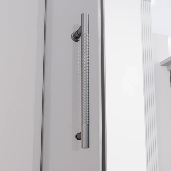 Душевая дверь распашная Veconi Premium Alassio GR, 1500х2000, брашированный графит, стекло прозрачное осветленное