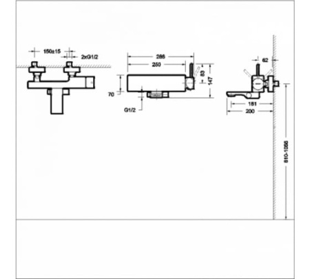 Смеситель для ванны и душа Bravat Arc F66061K-01A-ENG