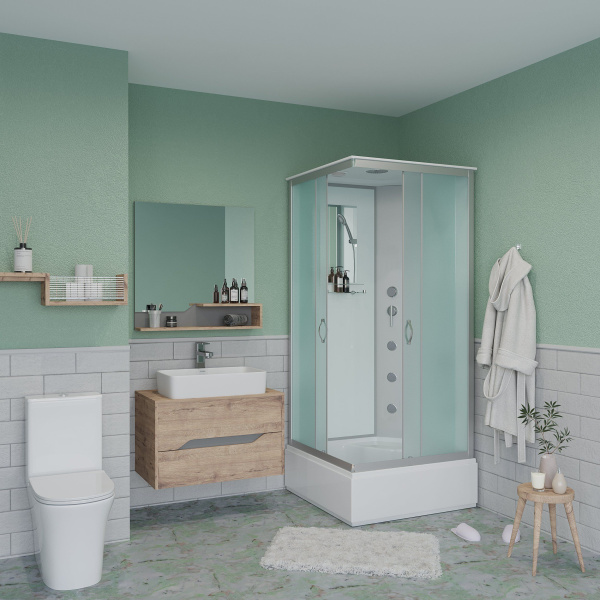 Душевая кабина Niagara Classic NG-1108-14G 90х90х215, средний поддон 26 см, стекло матовое с полкой