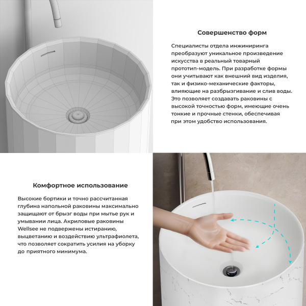 Напольная раковина для ванной Wellsee Chalice Perfection 230619000