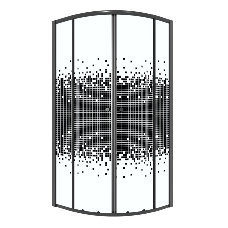 Душевое ограждение Niagara Eco NG-1007-14BLACK (90х90х190) четверть круга,раздвижное,черный,стекло мозаика