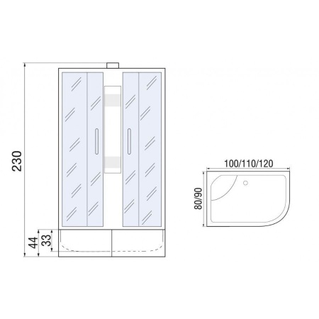 Душевая кабина River DESNA XL 100/80/44 MT L, 100x80x230