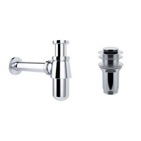Комплект 3 в 1 Lavinia Boho Bathroom Sink 21520219: накладная фарфоровая раковина 40 см, металлический сифон, донный клапан