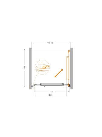 Душевая дверь CEZARES LUX-B-FS-1-80-C-GM