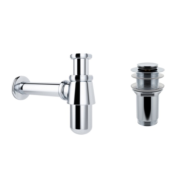 Комплект 3 в 1 Lavinia Boho Bathroom Sink 21520219: накладная фарфоровая раковина 40 см, металлический сифон, донный клапан