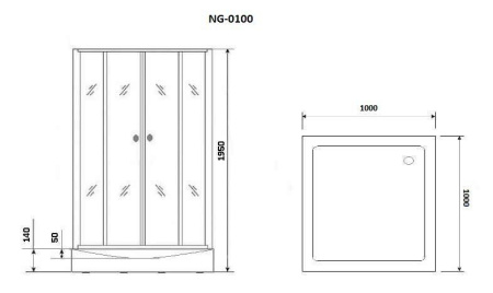 Душевой уголок Niagara Nova NG-0100-14 100х100х195, низкий поддон 14 см, стекло прозрачное