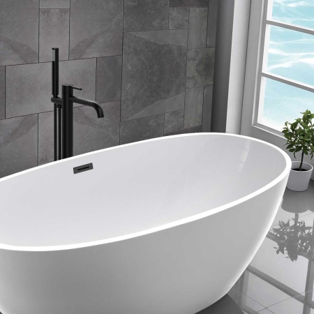 Смеситель для ванны напольный Vincea Desire VTF-1DMB с регулятором Естьвления, однорычажный, черный