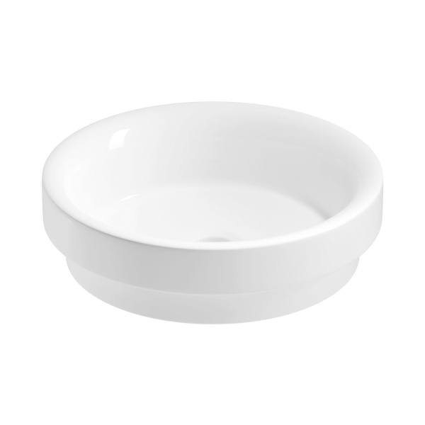 Раковина для ванной Wellsee Doux 201000670 в наборе 2 в 1: круглая раковина белого глянцевого цвета, встраиваемый смеситель в цвете матовый белый