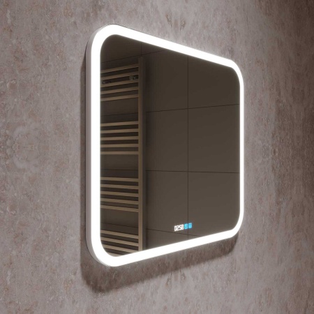 Зеркало Vincea LED VLM-2A800-2W  800x680 c сенсорным выключателем и диммером, часы+антизапотевание
