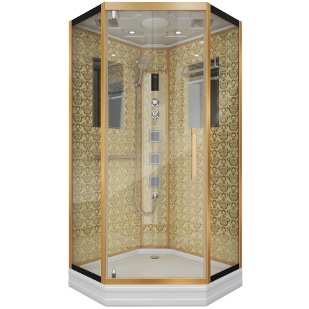 Душевая кабина Niagara Luxe NG-7717G 100x100x215, низкий поддон, стенки золото
