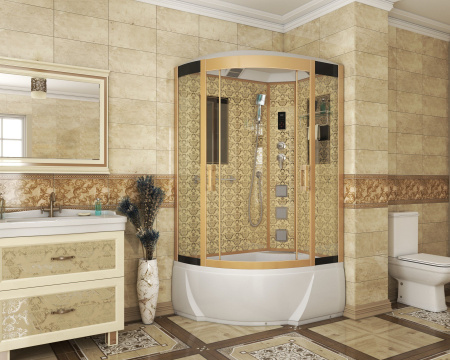 Душевая кабина Niagara Luxe NG-7712GR 80x120х215, высокий поддон, стенки золото