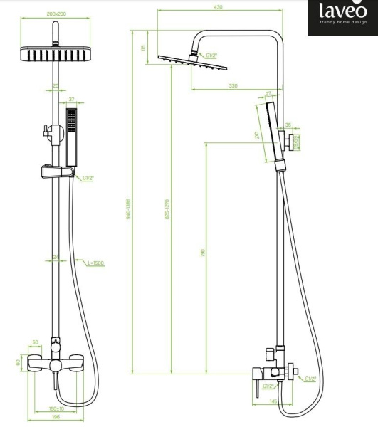 Душевая система Laveo Pola PLA_G0KX золото