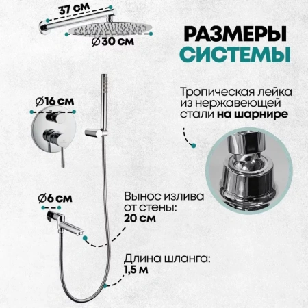 Душевая система скрытого монтажа Grocenberg GB5099CR-1 Хром