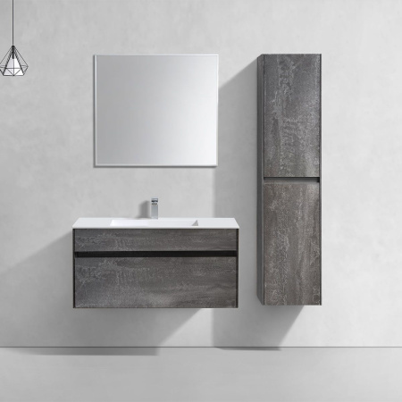 Тумба Vincea Chiara 1000 подвесная, 1 выкатной ящик soft-close, G.Stone с умывальником VCB-13100W из искусственного камня, цвет белый