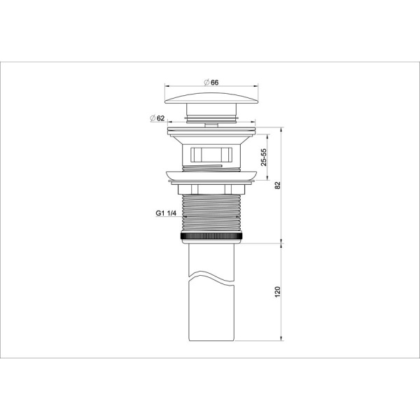 Донный клапан для раковины с переливом WONZON & WOGHAND, Черный матовый (WW-88SS03-MB)