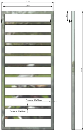 Полотенцесушитель водяной Stinox Bergamo 500x1200, нижнее подключение, хром, 1/2" ВР (внутренняя резьба), 10 перекладин