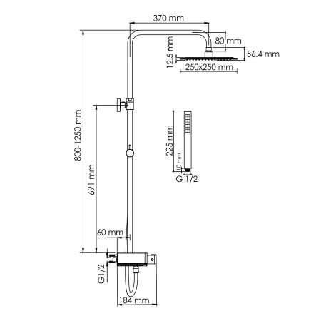 A114.255.217.CB Thermo Душевой комплект WasserKRAFT с термостатическим смесителем