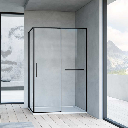 Душевой уголок Vincea Slim Soft VSR-1SS1011CLB, 1100*1000, черный, стекло прозрачное