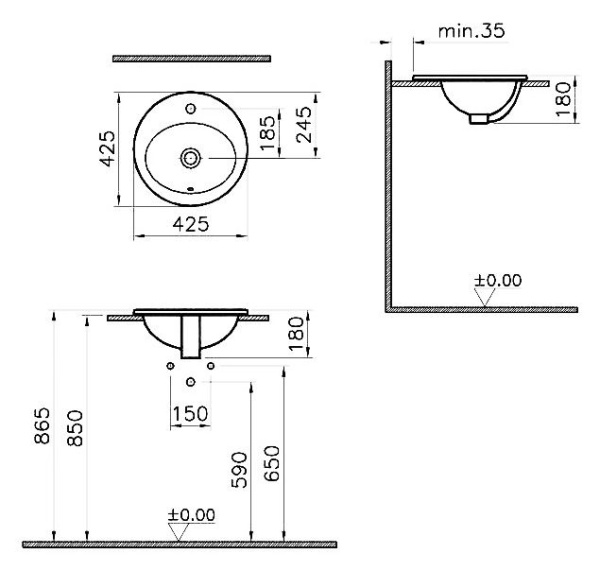 Раковина VitrA S20 5466B003-0001 45 см