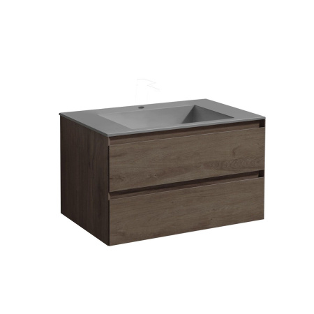 Тумба под раковину Vincea Luka 800 подвесная, 2 выкатных ящика soft-close, R.Oak