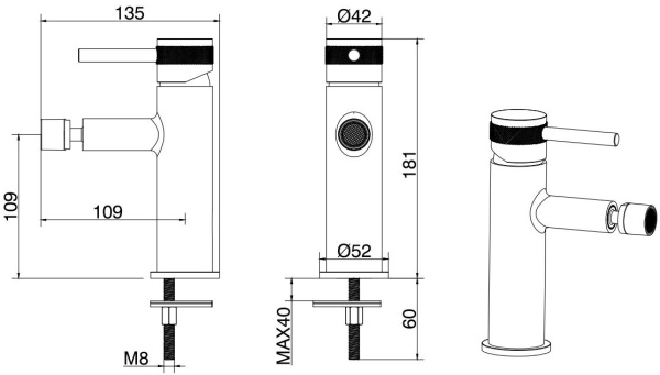 Смеситель для биде Allen Brau Priority 5.31004-BN никель браш