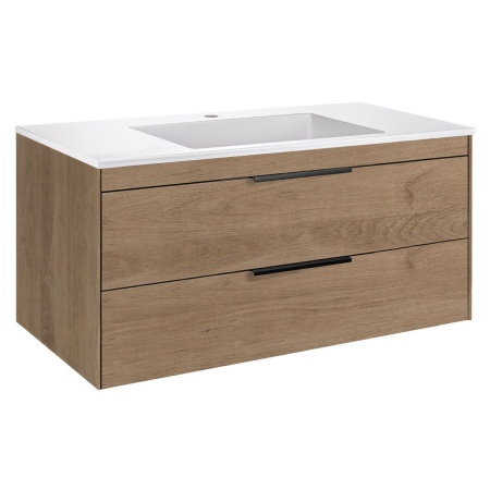 Тумба под раковину Vincea Chiara 2D 1000 подвесная, 2 выкатных ящика soft-close, N.Oak