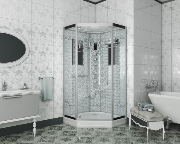 Душевая кабина Niagara Luxe NG-7717W 100x100x215, низкий поддон, стенки белые