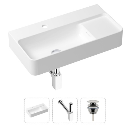 Комплект 3 в 1 Lavinia Boho Bathroom Sink 21520503: накладная фарфоровая раковина 60 см, металлический сифон, донный клапан