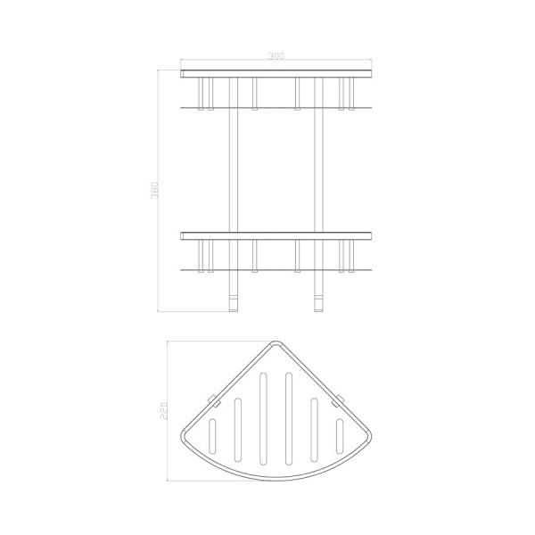 Полка для ванной 2-х ярусная угловая WONZON & WOGHAND, Хром (WW-4142)