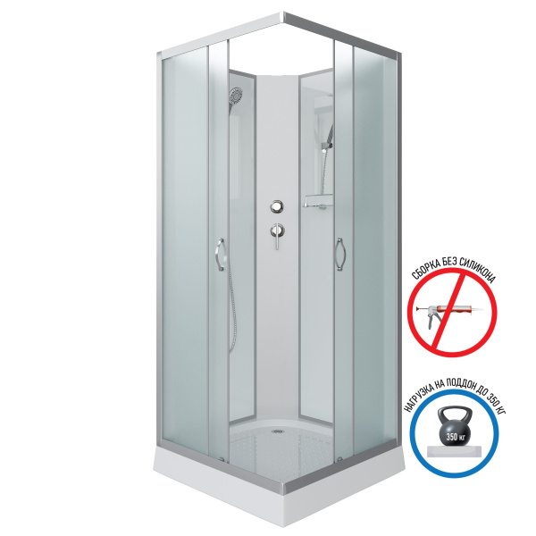 Душевая кабина Niagara Classic NG-1101-14BK 90х90х200, низкий поддон 13 см, стекло матовое с полкой