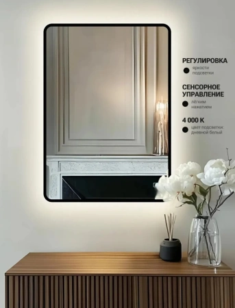 Зеркало EMZE Led Смартфон с подсветкой и УФ-окантовкой 50x70 (черный)